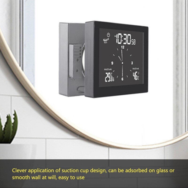 Digital & Analog-Digital Clocks Multifunctional Upper And Lower Limit Temperature And Humidity Meter Bathroom Clock Clock