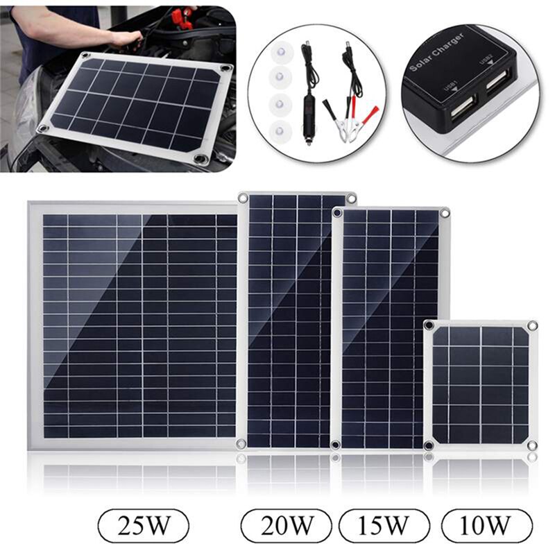 Zonnepanelen Super Zwart 25W Watt Monokristallijn Zonnepaneel 0A Solar Charger 18V + Dc Lijn Zon panel Solar Mobiele Power Bank