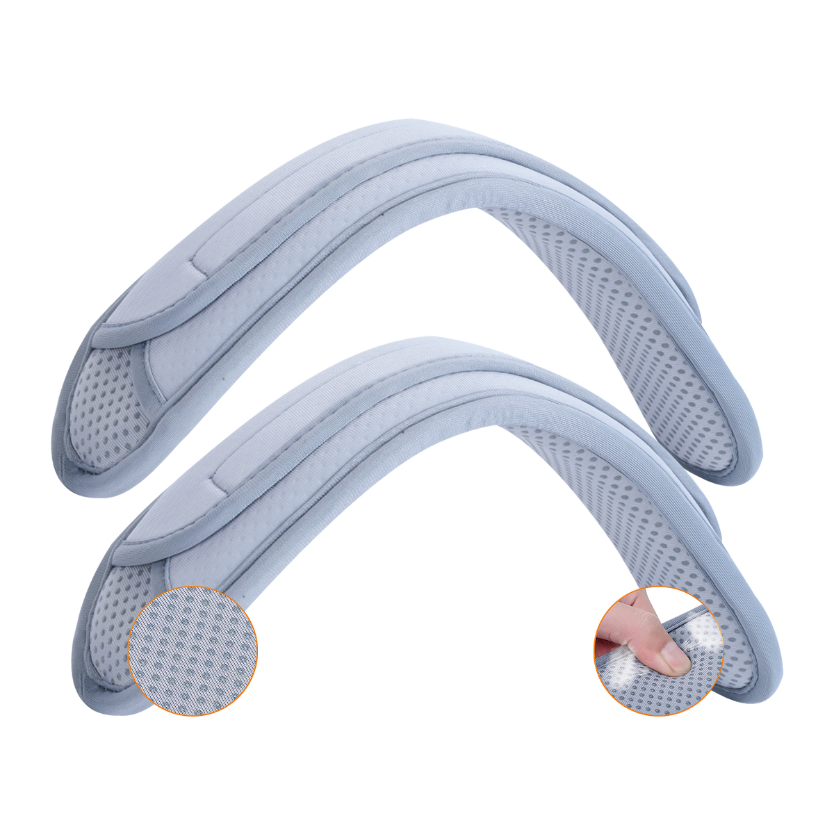 2 Pack Non-Slip Universal Shoulder Pads, Thick Backpack Strap Pads for Shoulder Bags, Guitar Straps, Computer Bags, etc., Remova: Light Grey