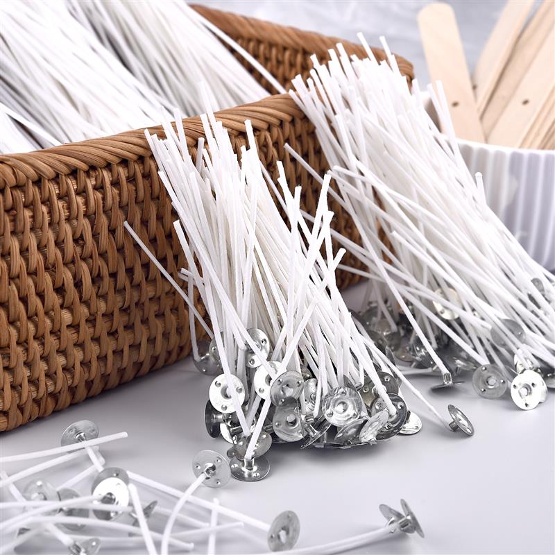 Mèche de bougie en fil de coton ciré de plusieurs tailles, 100 pièces/ensemble, mèche et support sans fumée, ensemble de fabrication de bougies, accessoires, support de mèches