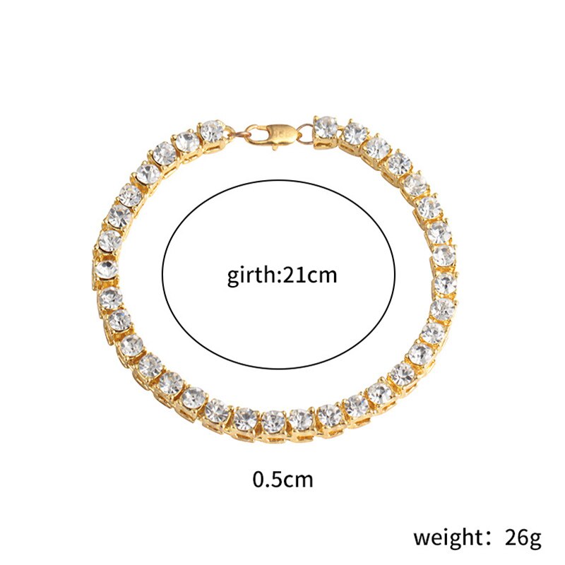 Mode Goud Zilver Kleur Iced Out Armband Mannen Hip Hop Sieraden Unisex Vrouwen Bling Bling Steentjes Crystal Ketting Armband