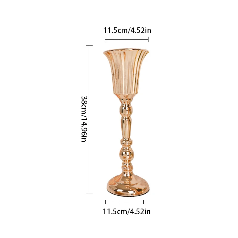 1pc metall trumpetvaser bröllopsfest rekvisita bordsdekorationer blomsterställ ljusstake välkomstområde vägguide skrivbordsdekor: Vit