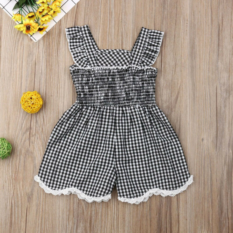 Herfst Meisjes Romper Kinderen Katoen Mouwloze Jumpsuit Kids Plaid Boog Baby Meisjes 'Katoen Een Stukken Peuter Kleding