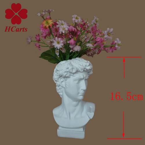Vit harts david skulptur huvud vas blomsterarrangemang original imitation gips heminredning vas marseille ariadne vaser: 17cm david
