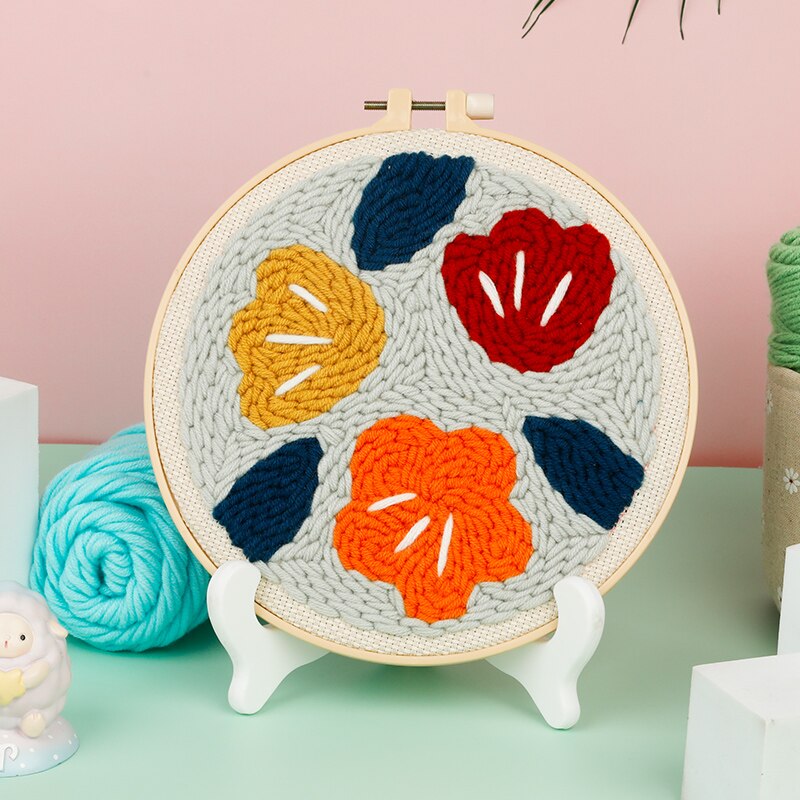 Punch Needle Kit for Starter Punch Needle Embrodery Kit Cross Stitch for Beginner Handcraft Wall Painting Home Decor Craft Kit: Three small flowers