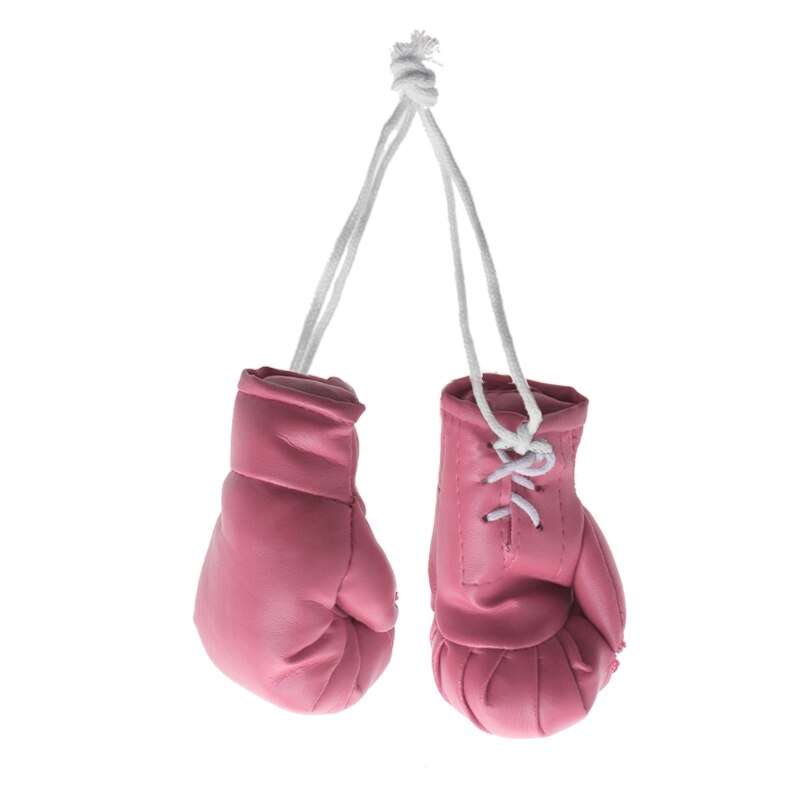 2 Stks/paar Mini Bokshandschoenen Auto Hanger Effen Kleur Miniatuur Ponsen Handschoenen Thuis Muur Opknoping Decoratie Ornamenten: Roze