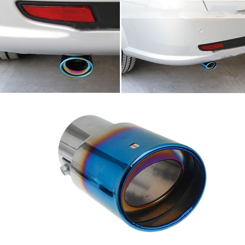 Universal Stainless Steel Car Rear Round Exhaust Pipe Tail Throat Muffler Tip