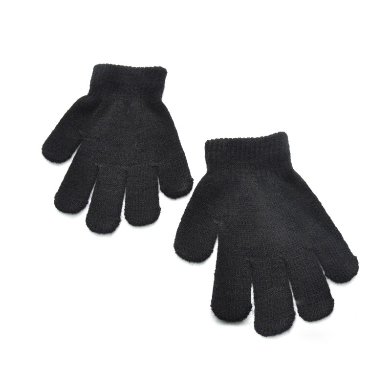 Wecute Art Winter Warme Handschuhe für 3-7 jahre freundlicher Reine Farbe Gestrickte Warme Handschuhe Kindergarten 13*10cm Weiche Außen Spielen: Schwarz