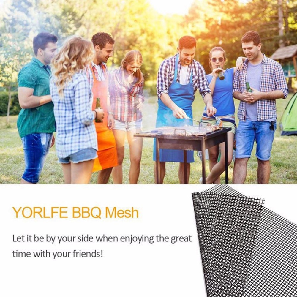 Non Stick Bbq Mesh PTFE Coated Fiberglass Mesh Fabric Grill Mesh Mat Reusable Sheet Resistant Cooking Baking Barbecue