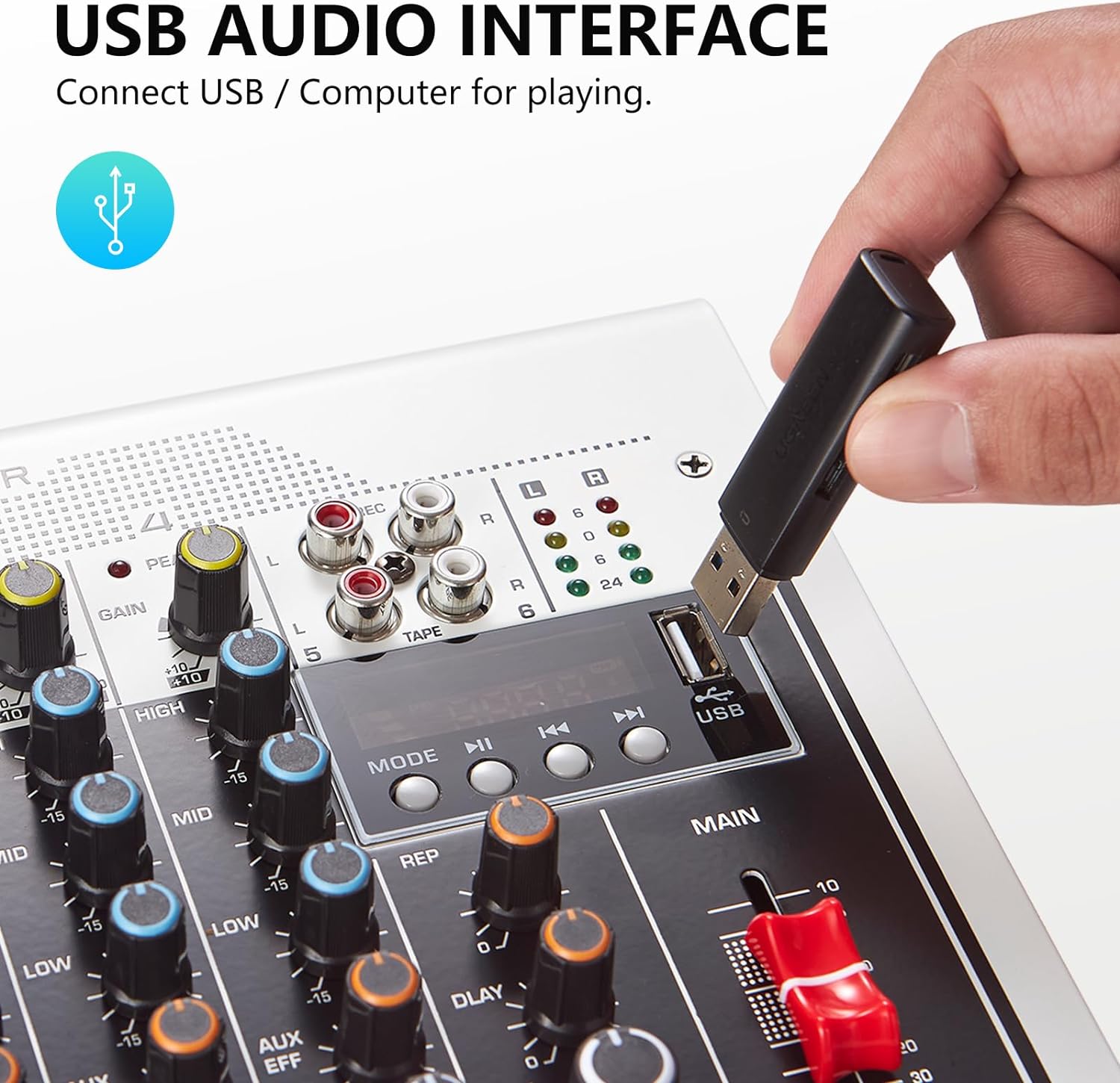 Lydmikser 6 -kanals dj-mikser lydkortkonsoll med usb  mp3 bluetooth-inngang 48v til liveopptredener, hjemmescenekaraoke
