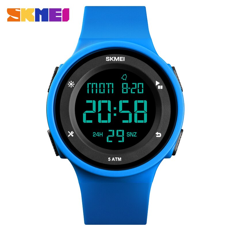 Skmei Mode Mannen Sport Horloges Led Digitale Kalender Stopwatch Klok Horloge 5Bar Waterdicht Horloge Relogio Masculino 1445: Blue