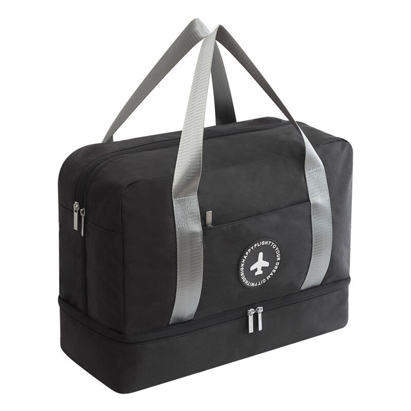 Bolsa de almacenamiento de separación húmeda seca para equipaje, organizador de equipaje, deflector de viaje con bolsa de zapatos, bolsa de malla, organizador de bolsas de cosméticos: Black