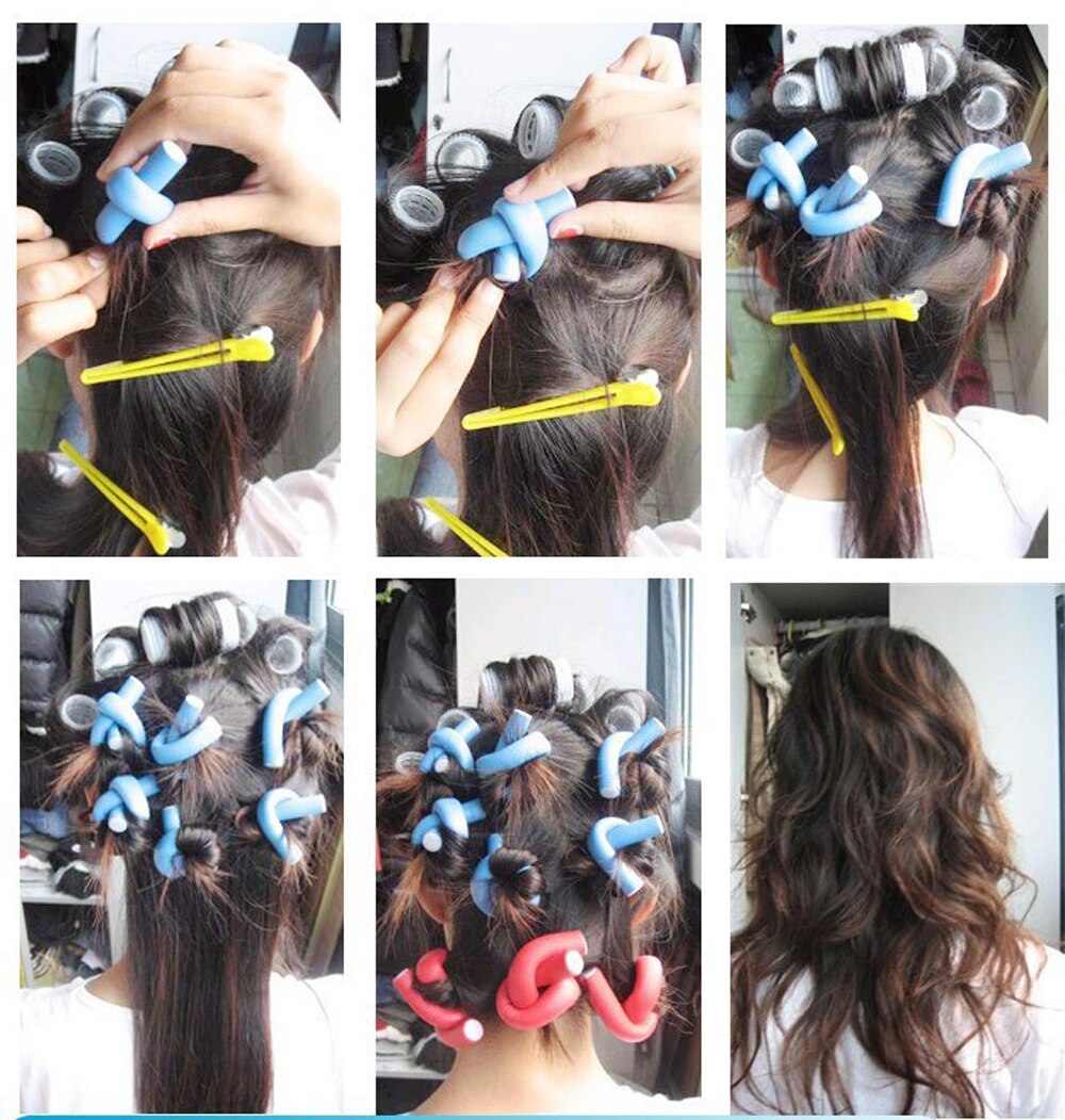 Rizador de pelo de espuma suave, rodillos moldeadores de onda, varillas Fexi, rodillo de plástico para rizar el cabello, 42 piezas, 7 estilos, DIY