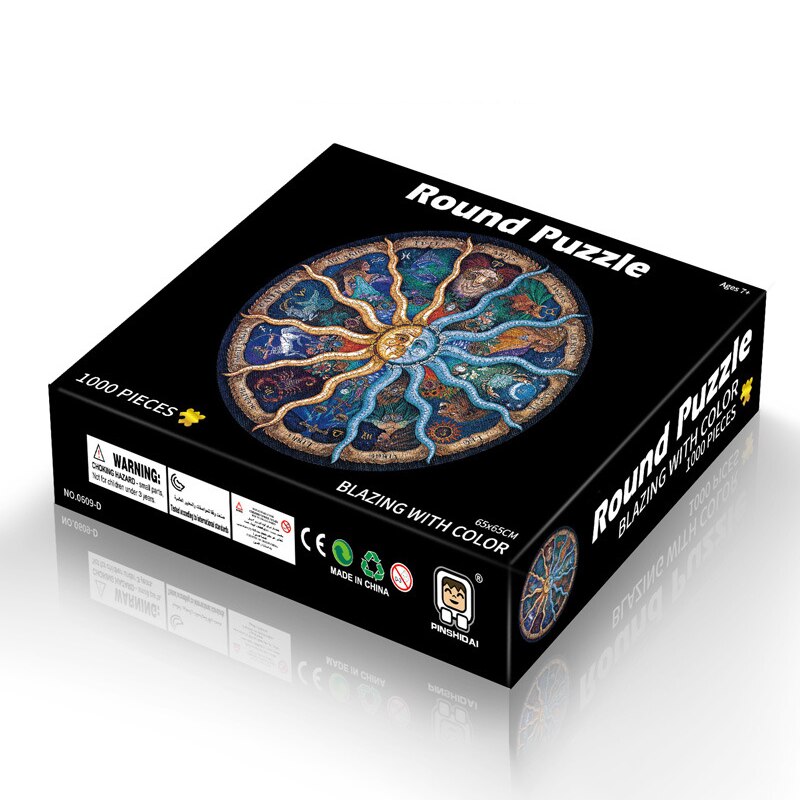 Puzzels 1000 Stuks Ronde Legpuzzels Regenboog Aarde Maan Palet Intellectuele Spel Voor Volwassenen En Kinderen Puzzel: constellation