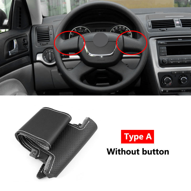 Accesorios para coche, cubierta de cuero perforado para volante interior para Skoda Octavia Superb Citigo Fabia Roomster: Multicolor