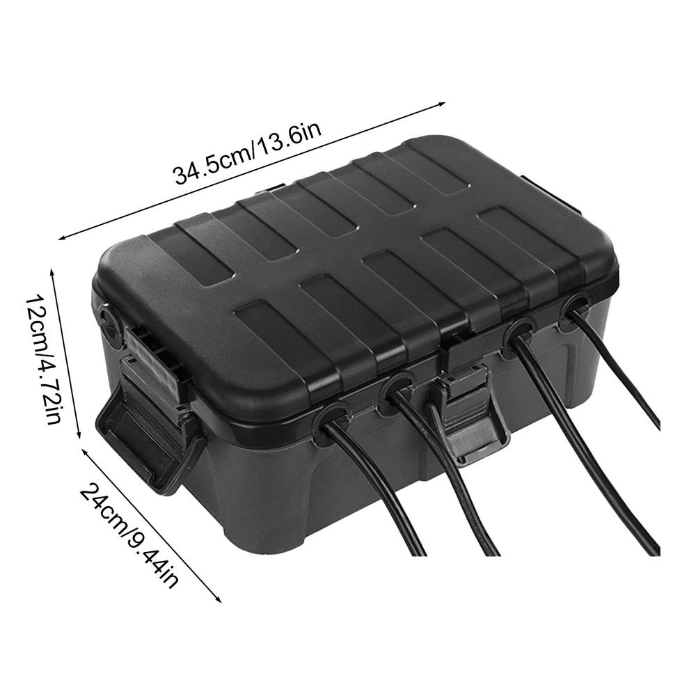 Utomhus elbox förlängningssladd skyddslåda väderbeständig elförlängningssladd skydd för luftkonditioneringsapparater trädgårdsverktyg: Svart