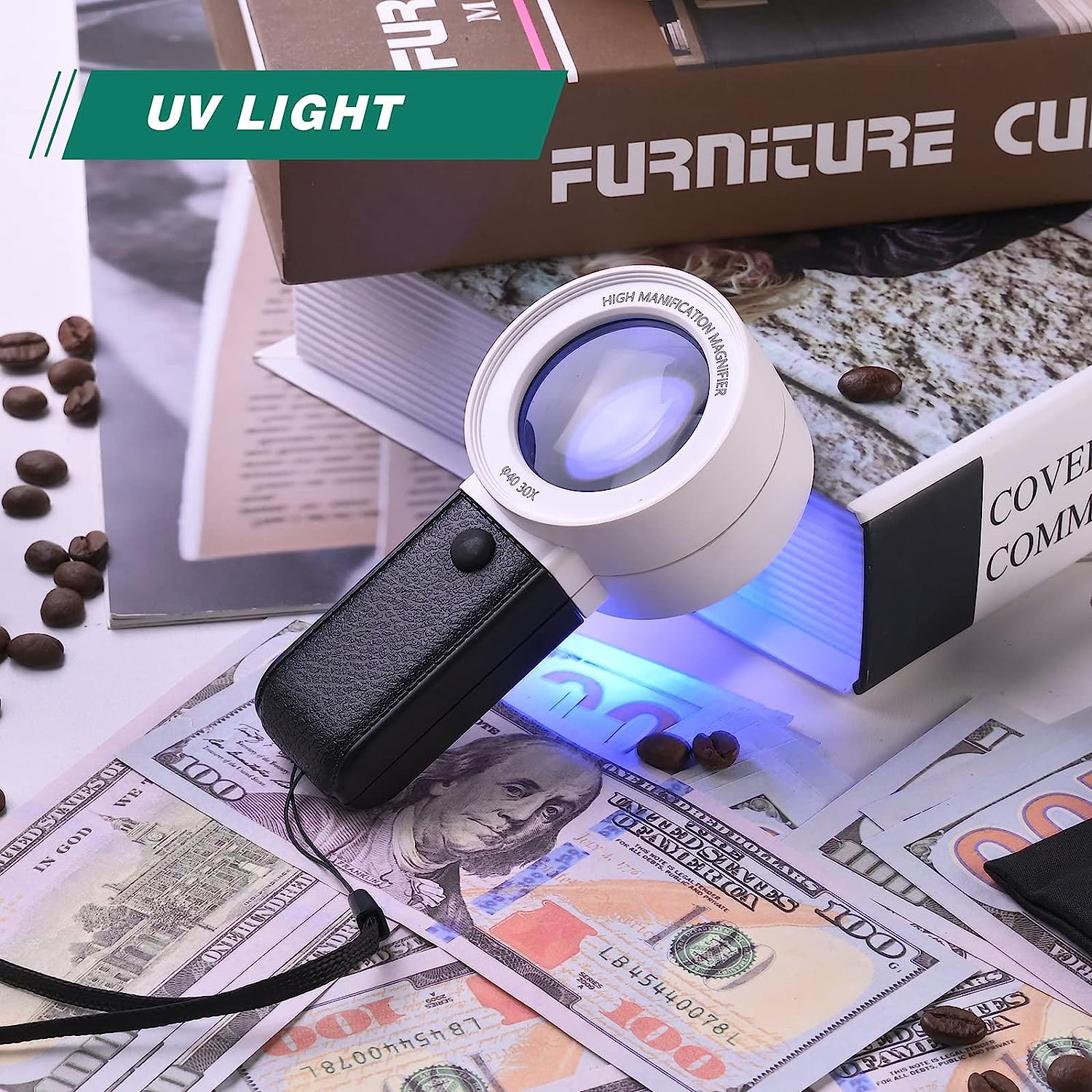 30X Vergrootglas Met LED UV Licht Professionele Duel Layer Optische Bril Lens Handheld Vergrootglas Sieraden Loep voor Senior