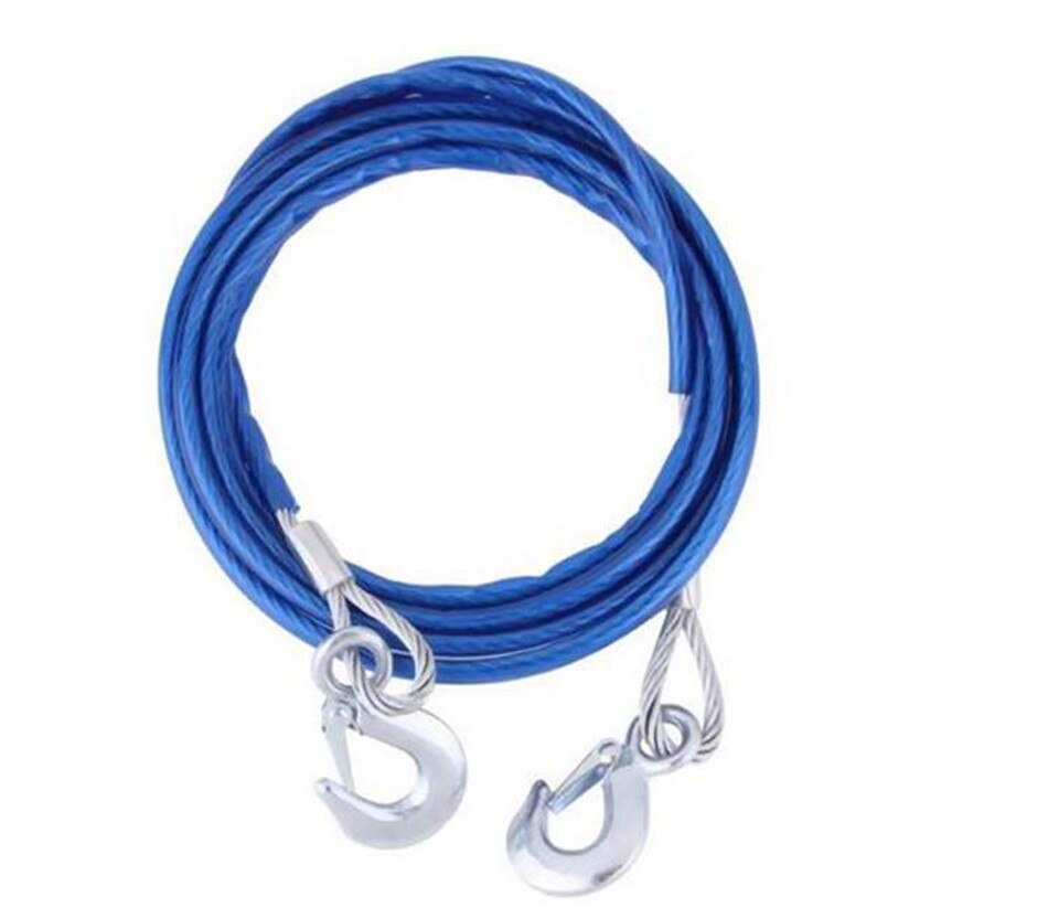 Auto Car Vehicle Boat Steel Wire Tow Rope Emergency Steel Cable Towing Strap Hauling Pulling Line with Hook 5 Ton 4m