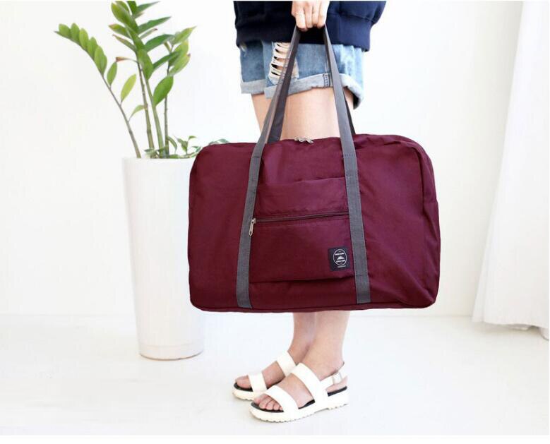 Aosbos Opvouwbare Nylon Reizen Schoudertassen Vrouwelijke Hand Bagage Voor Mannen & Vrouwen Duffle Tote Grote Sport handtas: red wine