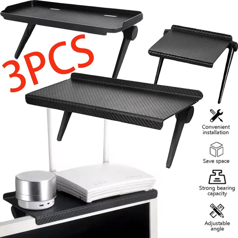 Tv-skærm top opbevaringshylde justerbar computerskærm desktop skærm top opbevaringsstativ router hylde rack home organizer