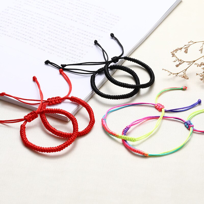 Lucky Red Nylon Thread Bracelet Tibetan Buddhist Handwoven Braided Rope Knots Bracelets Prayer Charm Jewelry Lover Wristbands