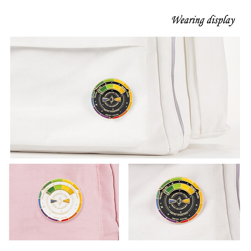 Drehbare emaille-Stifte in schwarz, weiß und mehrfarbig, auswahl ein broschen für damen, luxuriöse anstecknadeln, schmuckaccessoires aus metall