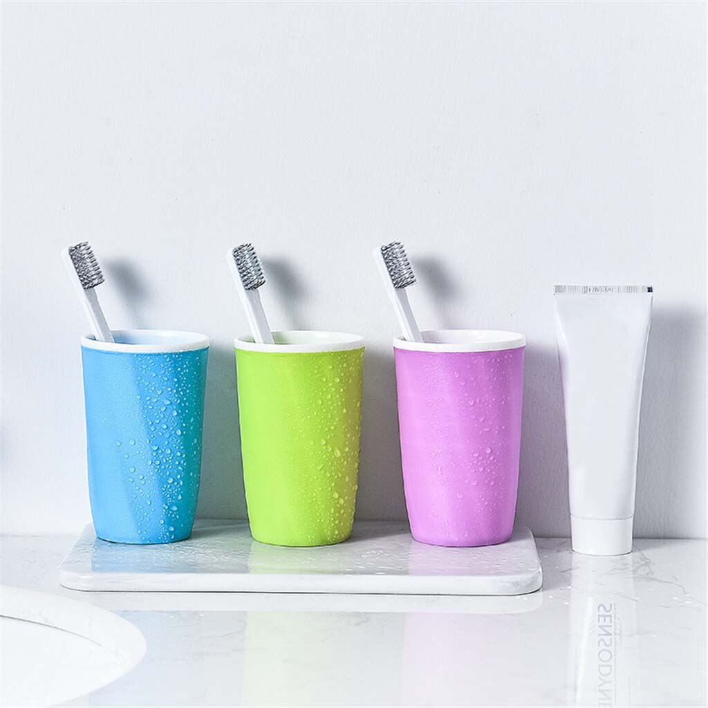 Eenvoudige Badkamer Tandenborstel Beker Tandpasta Houder Stro Drinken Wassen Gorgelen Huishoudelijke Plastic Paar Tandenborstel Beker