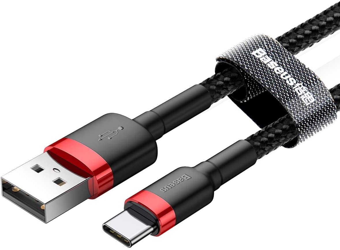 Baseus CATKLF-B91 Cafule Cable, Type-C, 3A, 1M, Red, black typec 1M cafule cable charging shatterproof unbreakable phone cable