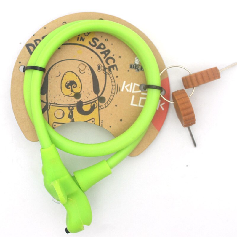 Dr Bike-candado para Cable de bicicleta para niños, con superficie de silicona, de acero, antirrobo, bonito, accesorios para bicicleta: 58cmGreen