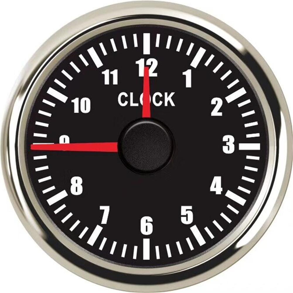 1 Pc 52 Mm Cars Klok Meters 0-12Hours Pointer Tijd Meter Boot Klok Meter Vrachtwagens Hourmeters Rood Of blauwe Achtergrondverlichting: BS red backlight