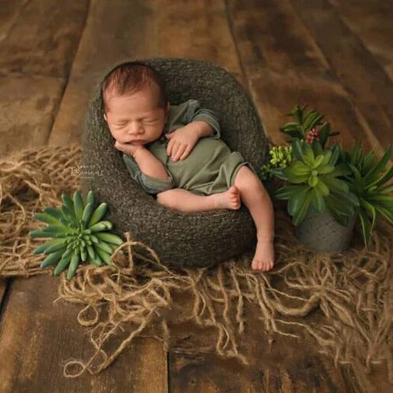 Pasgeboren Fotografie Prop Chunky Jute Laag Netto Hessische Jute Achtergrond Deken Fotografie Baby Props Foto Props Studio Accesso