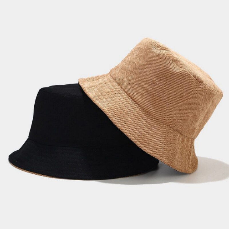 Vendbar corduroy spand hat cap afslappet to sider slid blank fiskere hat udendørs sport solid strand paname solhat droshipping