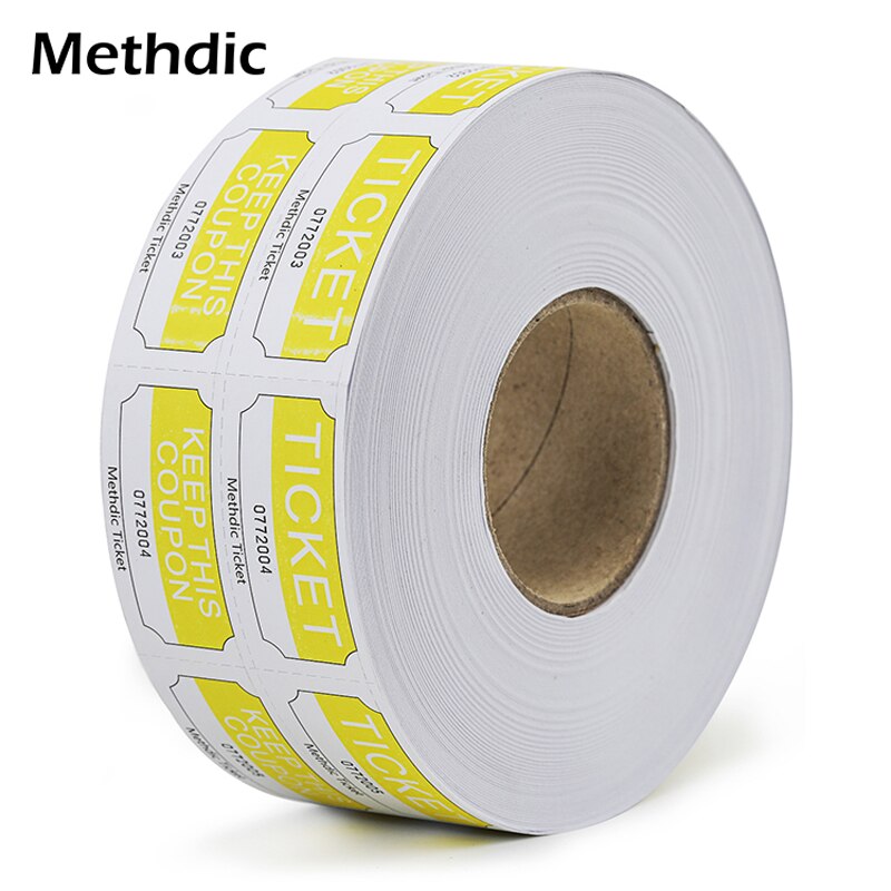 Methdic Raffle Ticket Double Rolls Tickets 1x2 Inch 4 Color for Options