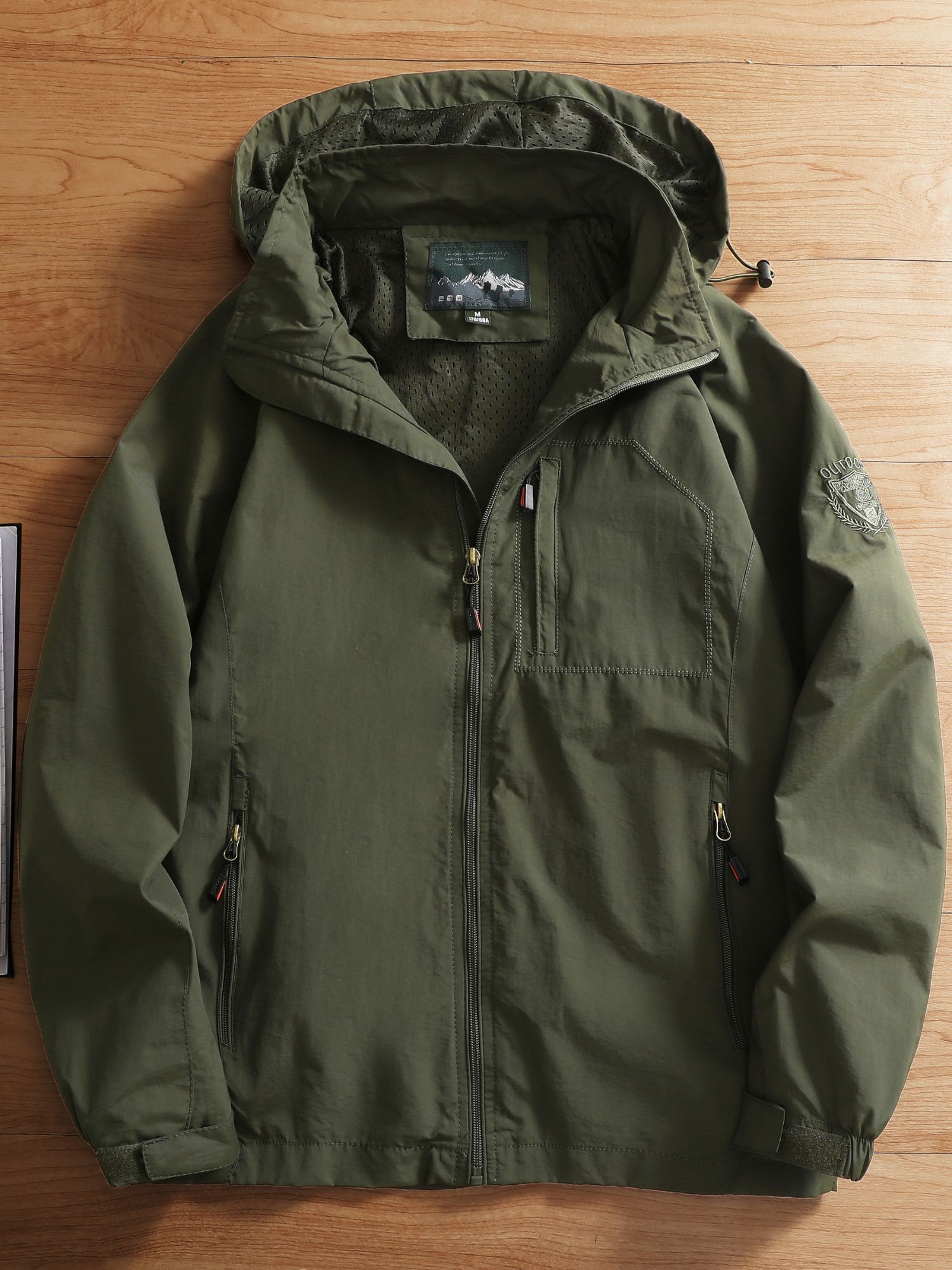 Caminas al aire libre para hombre, deportes, ocio, impermeable, resistente al viento, multibolsillos, sombrero desmontable, chaqueta, chaqueta: XXXL / Verde militar