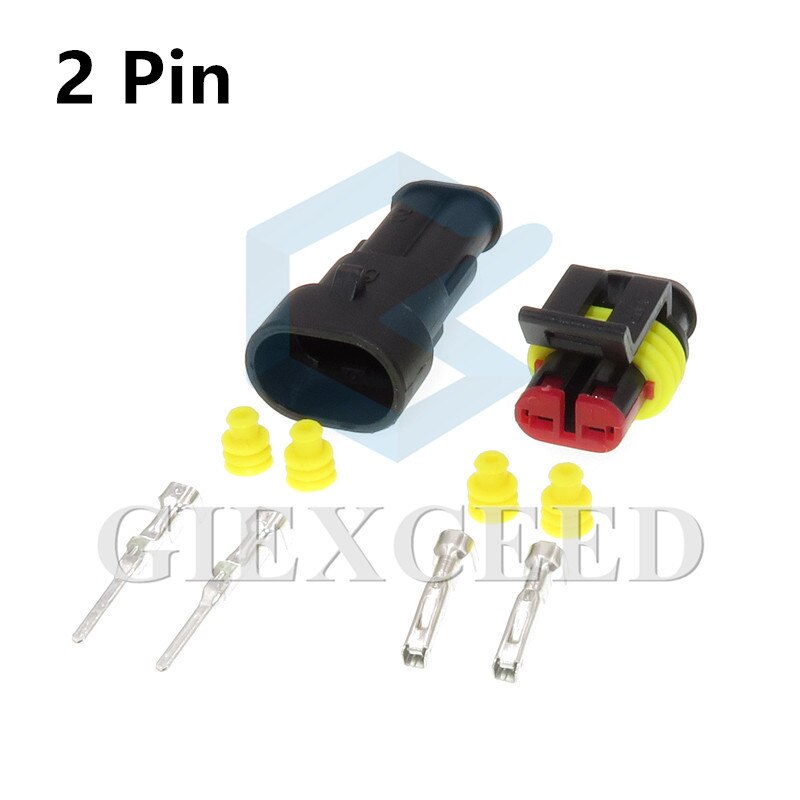 Gran , conector eléctrico Superseal AMP/Tyco a prueba de agua, Cable de enchufe sellado con 1/2/3/4/5/6 vías, enchufes de Cable para coche y camión: 2 Pin