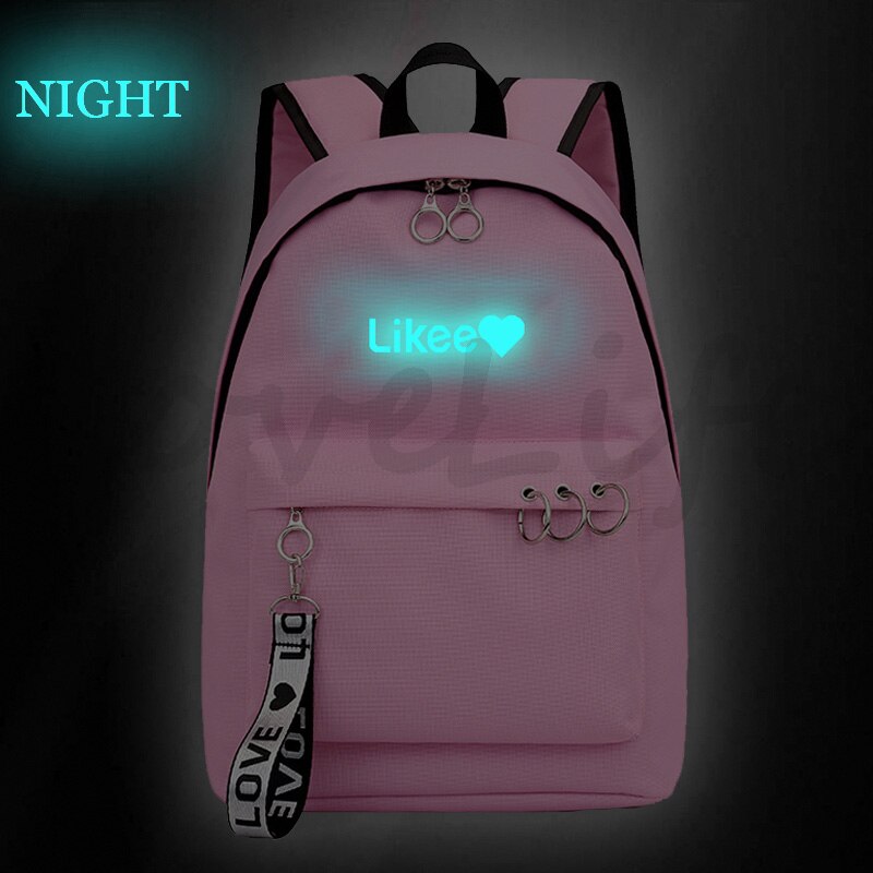 Likee live Luminous backpack Mochila Boys Girls Bookbags Children School Bags Teens back to school Black Pink Travel bags: 2