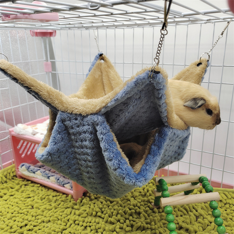 Winter-Hängematte für Ratten, warmes Bett, doppellagig, dicker Plüsch, Hamster, Chinchilla, Haus, Nest, Schlafsack, hängender Baum, Meerschweinchen-KäFeige