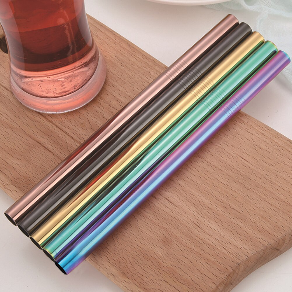 Stainless Steel Straw Metal Drinking Straw Reusable Straight Straw Kitchen Party Fruit Juice Milk Straw