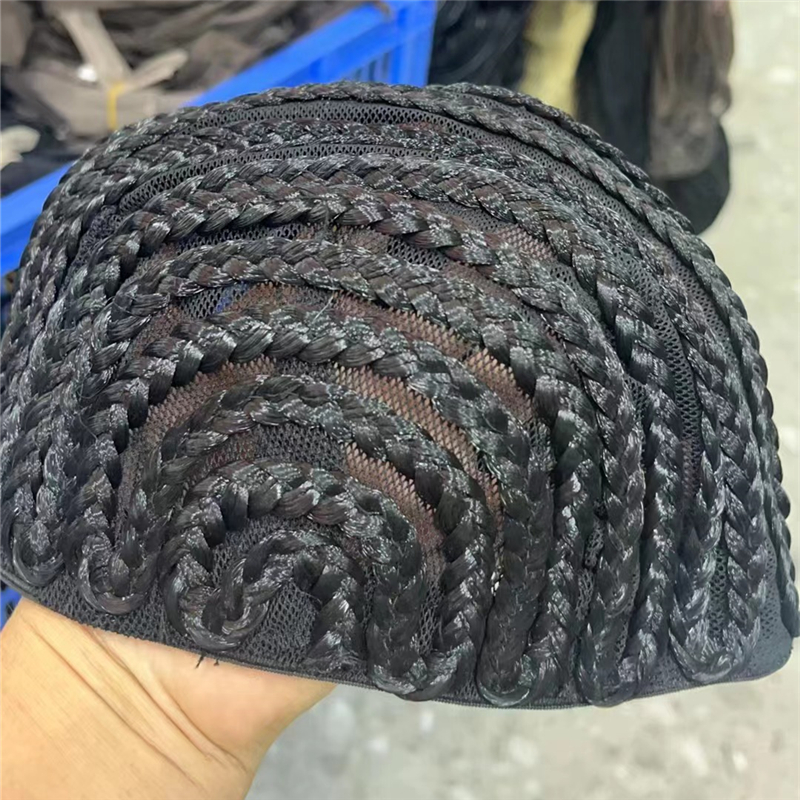1PC Gevlochten Pruik Cap Voor Gehaakte Haar Vlechten Ademend Cornrow Cap voor Gemakkelijker Naaien in Weave Haar zwarte paardenstaart pruik cosplay pruik