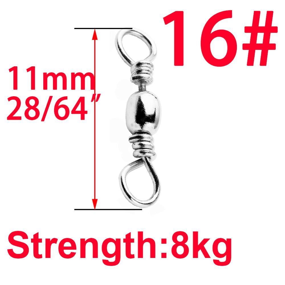 Barril giratorio de rodamiento de bolas de pesca de acero inoxidable, anzuelos de Pesca de Mar, Conector de línea de señuelo, productos para pesca, 50 piezas/1 caja