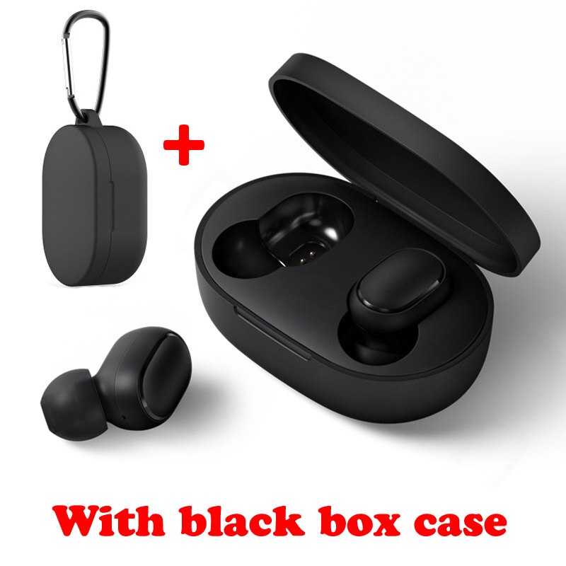 Alkuperäiset xiaomi redmi airdots tws bluetooth 5.0 langattomat bluetooth kuulokkeet stereo basso nappikuulokkeet: Musta kotelo