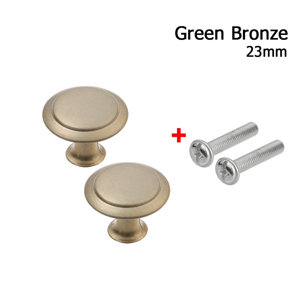 2pcs/lot Wardrobe Pulls Round Brass Furniture Door Handles Fitting Kitchen Cupboard Dresser Drawer Knobs Luxury Cabinet Pull: 23mm-green bronze