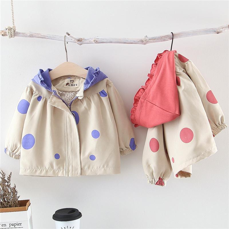 Lente Herfst Nappy Baby Jongen Meisje Dot Jas Lange Mouwen Hooded Windbreaker