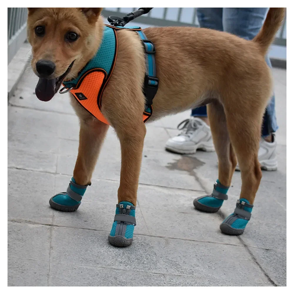Zapatos de tela de malla para perros, botas para perros, impermeables, reflectantes, resistentes, suela antideslizante, antideslizantes, para exteriores, para perros pequeños, gatos y cachorros