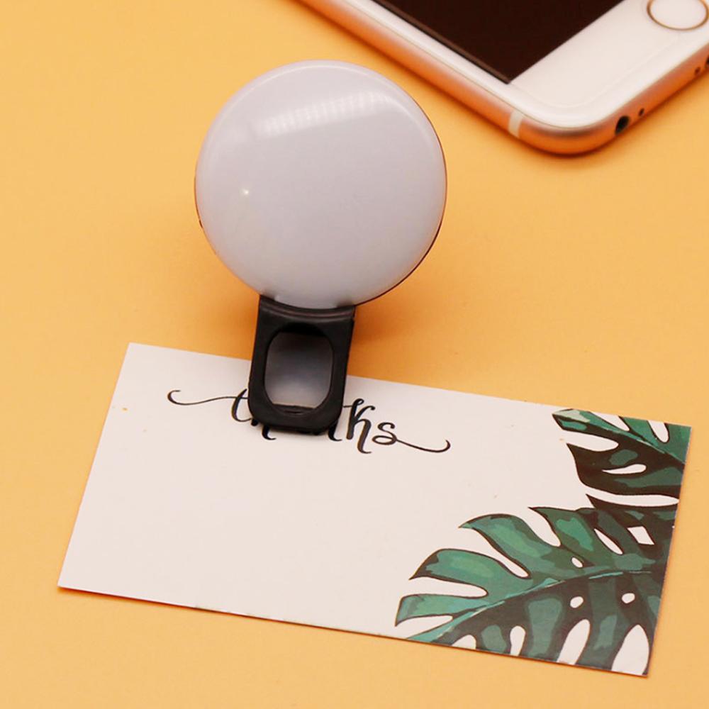 Mini Portable LED Selfie Fill Light Flash Clip-on Mobile Phone Selfie Light for Night Makeup Enhancing Light Self-timer Lamp: Black