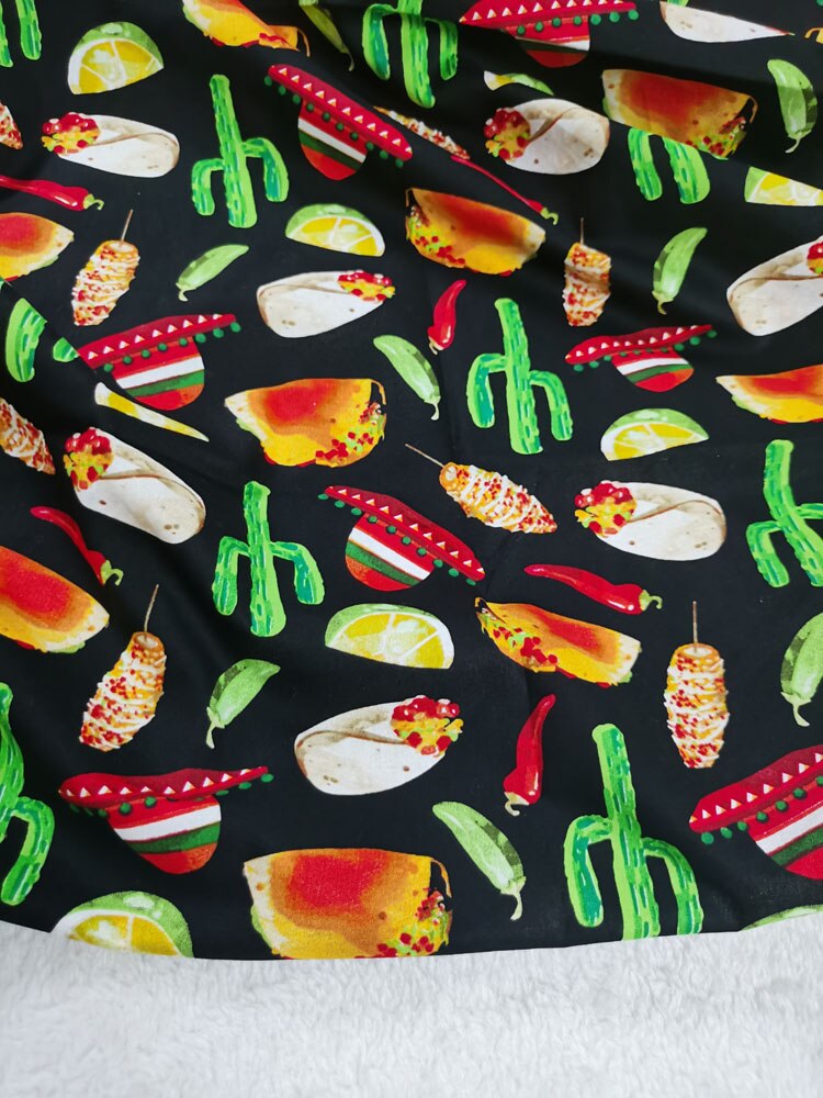 Tela de algodón con estampado espectacular para decoración del hogar, tejido textil colorido con de hamburguesa, perro , postre, limón, pimienta, Cactus, para vestido y ropa