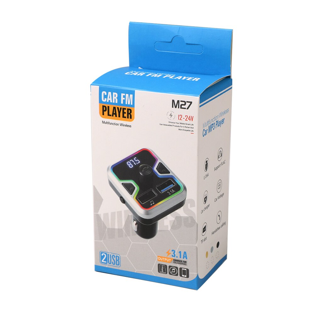 Bil bluetooth-kompatibel fm-sender trådløs adapter modulator bilradio  mp3 afspiller håndfri  qc3.0 usb oplader adapter