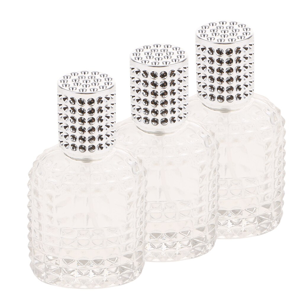 3 Pcs Draagbare Mini Navulbare Parfum Verstuiver Spray Fles Voor Uitgaande Zilver 50 Ml