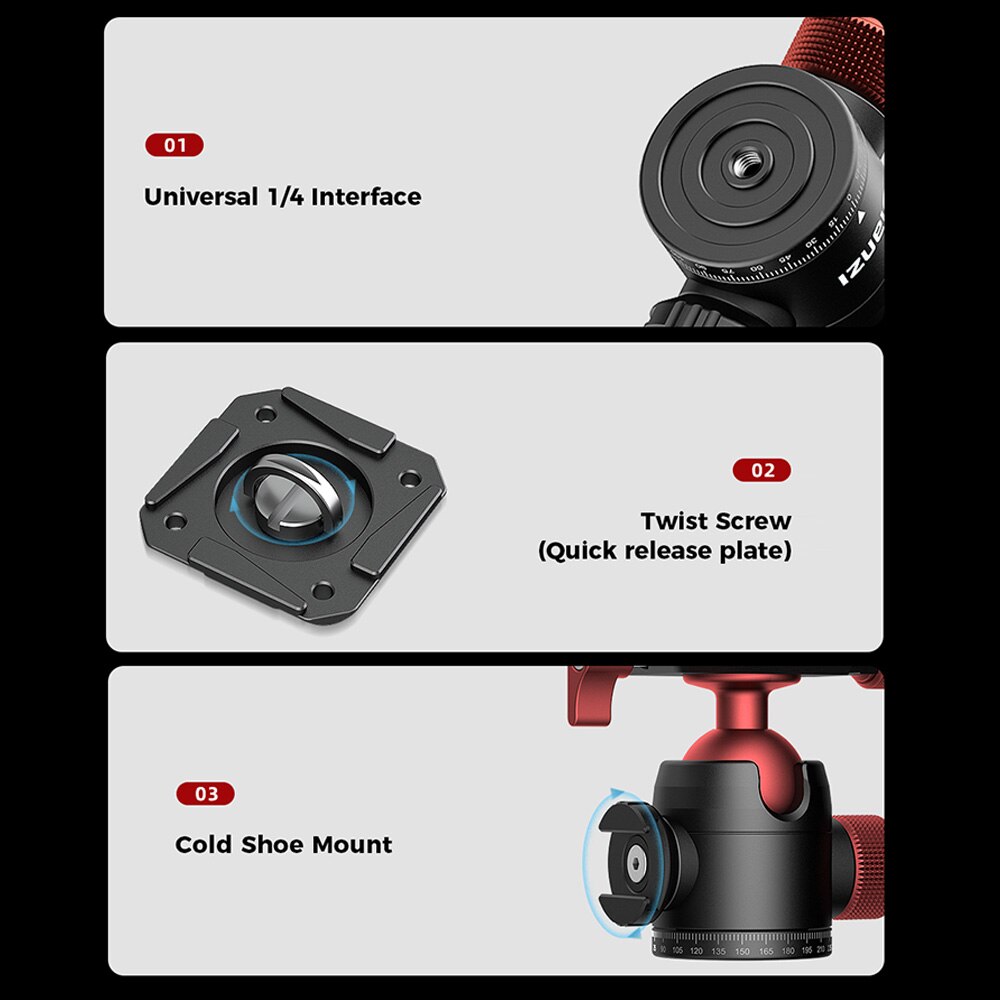 Mini Ball Head Dual 360° Panorama Adjusting with Cold Shoe Mount Quick Release Plate Compatible Arca-Swiss Peak ballhead