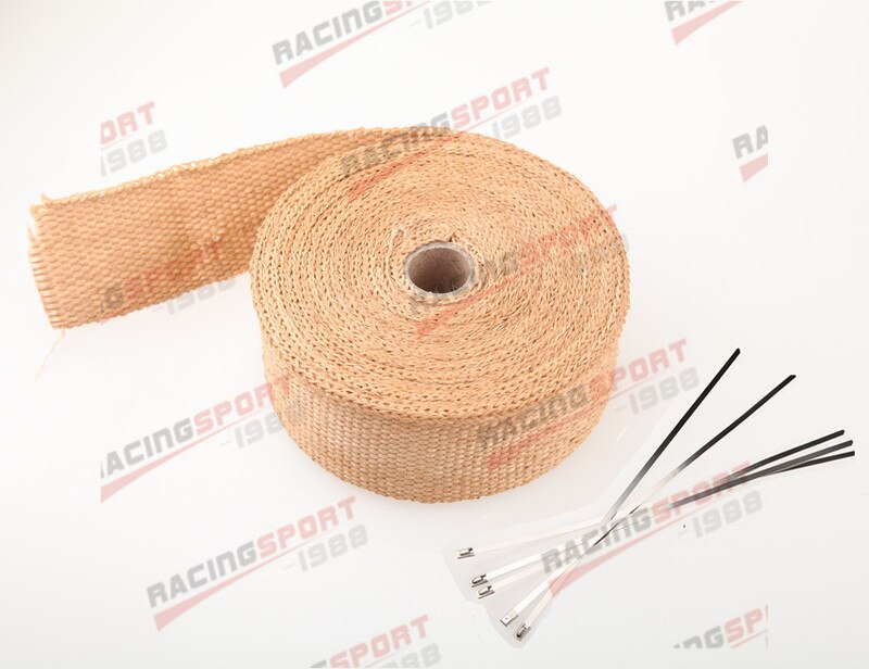 Fiberglass Exhaust Thermo Wrap Tape High Heat 2" x 25 Foot Cloth Roll: TAN